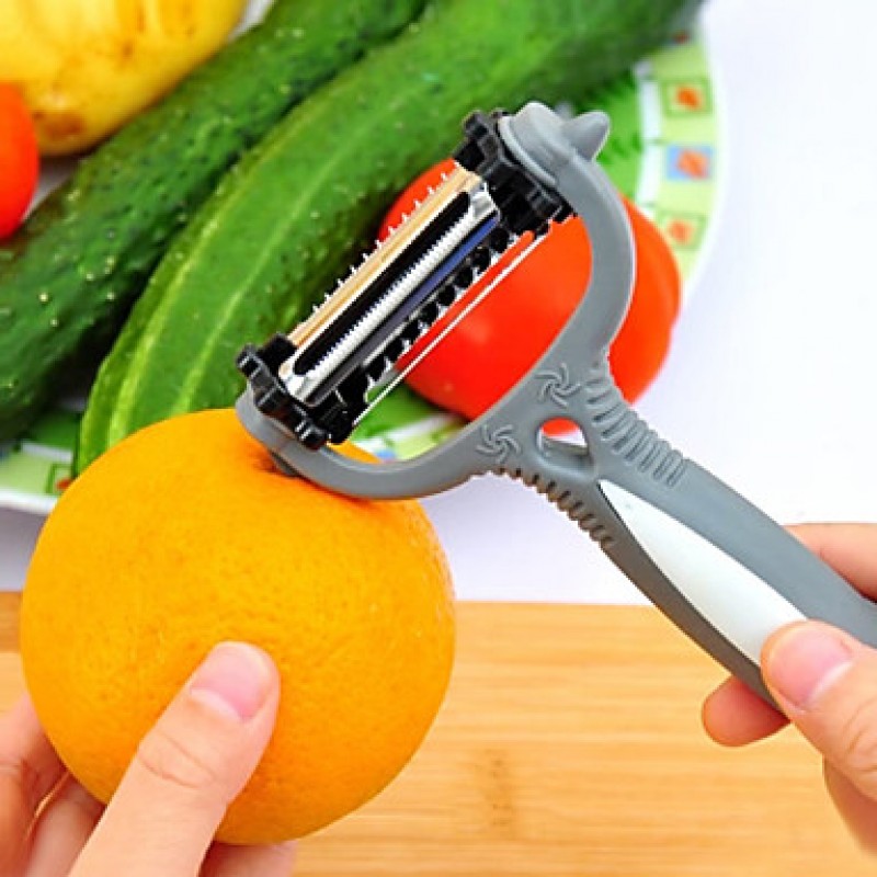 Multifunctional 360 Degree Rotary Potato Peeler Vegetable Cutter Fruit Melon Planer Grater with 3 Blades (Random Color)