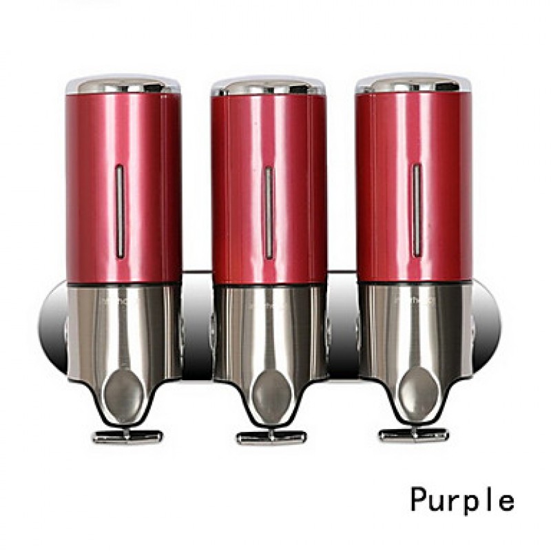 Set of 3 Wall-Mounted Bathroom and Kitchen Soap and liquid Dispenser Holder Stainless Steel